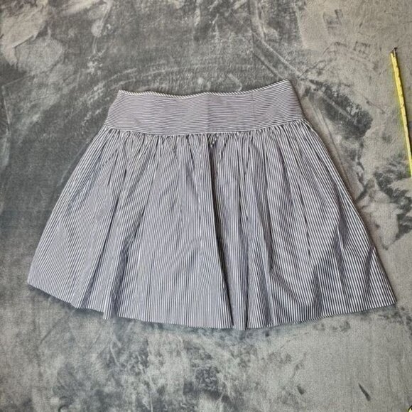 Gap Sz 12 100% Cotton Blue White Striped Skirt Nautical Full Blue A-Line Lined - Picture 11 of 12